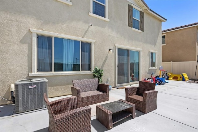 4872 Goldfinch St, Hemet, CA 92545 - view of patio featuring central AC unit and an outdoor hangout area