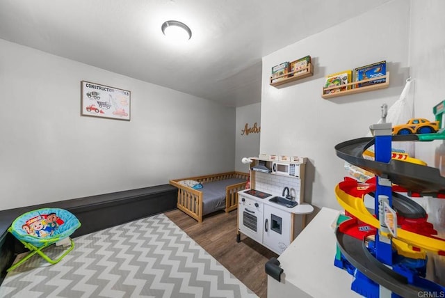 playroom featuring wood finished floors