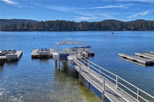 27417 Matterhorn Dr, Lake Arrowhead, CA 92352 - view of dock with a water view and a forest view