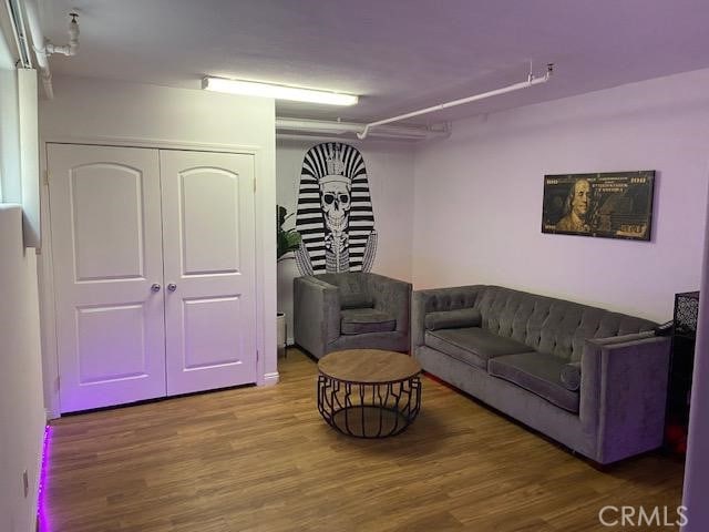 living room with wood finished floors