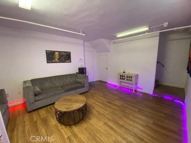 living area featuring wood finished floors