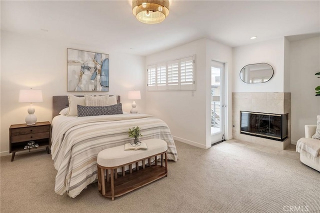 1429 Manhattan Ave, Hermosa Beach, CA 90254 - bedroom featuring light colored carpet and a fireplace