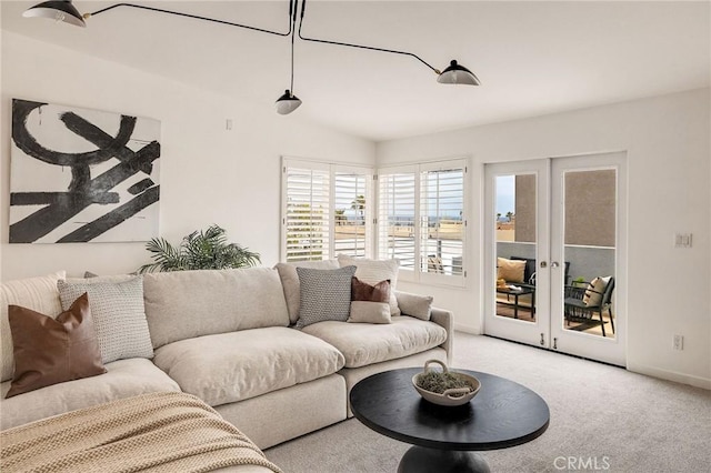 1429 Manhattan Ave, Hermosa Beach, CA 90254 - carpeted living area with french doors and baseboards