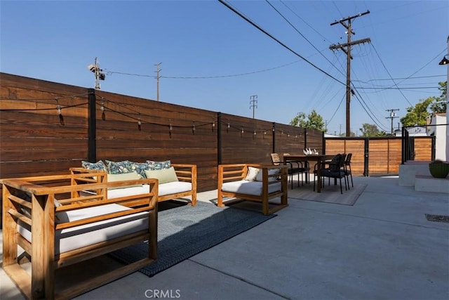 312 W Lutge Ave, Burbank, CA 91506 - view of patio / terrace with outdoor lounge area, outdoor dining area, and a fenced backyard