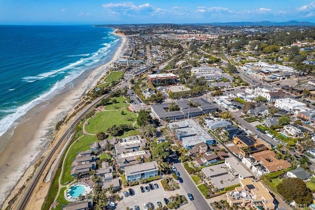 1407 Ocean, Del Mar, CA 92014 - drone / aerial view with a view of the beach and a water view