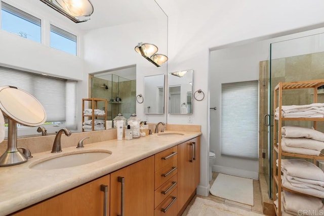 1407 Ocean, Del Mar, CA 92014 - bathroom with a sink, double vanity, toilet, and a shower stall