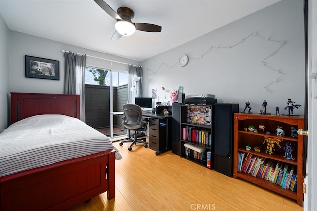 15796 Midwood Dr Unit 6, Granada Hills, CA 91344 - bedroom featuring light wood-type flooring, an office area, and a ceiling fan