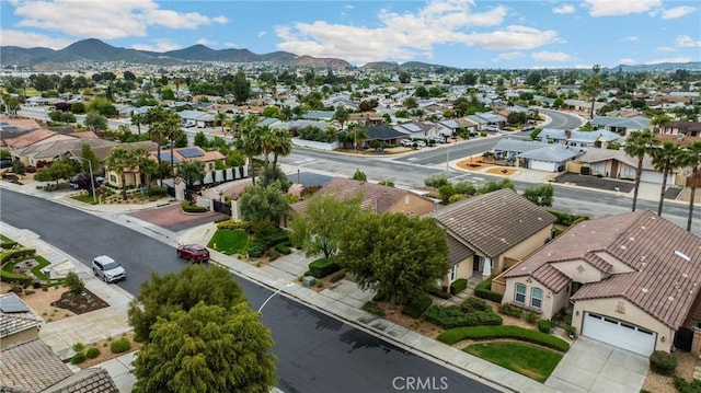 aerial view featuring a residential view and a mountain view