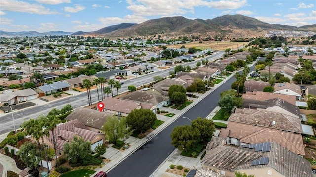 bird's eye view with a mountain view and a residential view