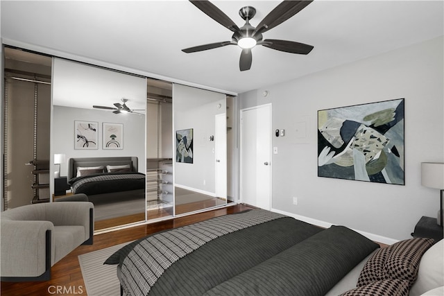 785 W 19th St Unit 10, San Pedro, CA 90731 - bedroom featuring wood finished floors, a closet, ceiling fan, and baseboards