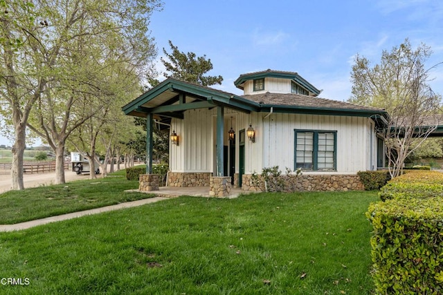 3325 Figueroa Mountain Rd, Los Olivos, CA 93441 - view of front of house with a front lawn and stone siding