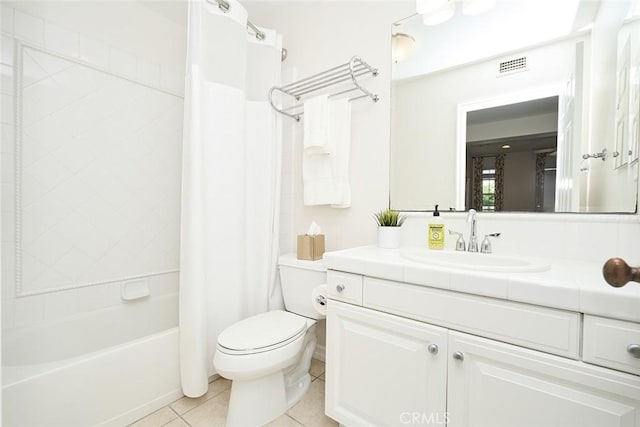 1472 Nicolas Way, Fullerton, CA 92833 - bathroom with tile patterned floors, toilet, shower / bath combo with shower curtain, and vanity