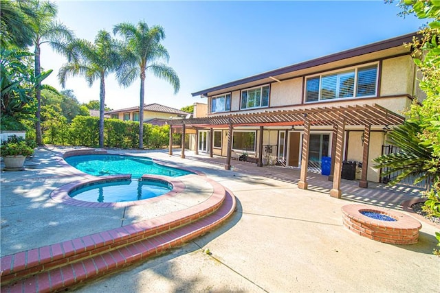3926 Corte Cancion, Thousand Oaks, CA 91360 - view of pool featuring a pergola, a patio, and a pool with connected hot tub
