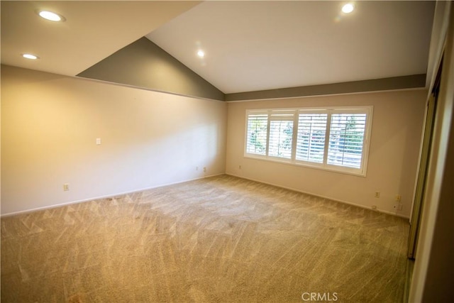 3926 Corte Cancion, Thousand Oaks, CA 91360 - empty room featuring recessed lighting, light colored carpet, and vaulted ceiling
