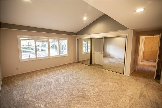 3926 Corte Cancion, Thousand Oaks, CA 91360 - unfurnished bedroom with a closet, recessed lighting, carpet, baseboards, and vaulted ceiling