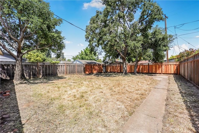 view of yard featuring a fenced backyard