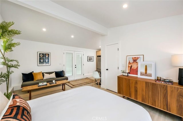 3130 Kallin Ave, Long Beach, CA 90808 - bedroom featuring french doors, recessed lighting, light wood-type flooring, and baseboards
