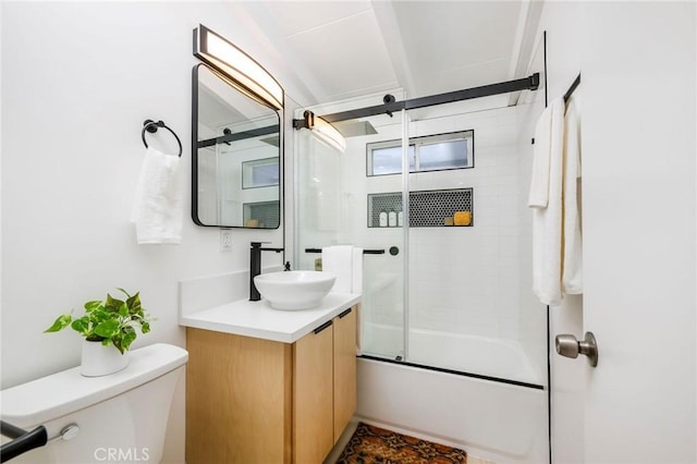 3130 Kallin Ave, Long Beach, CA 90808 - bathroom with toilet, vanity, and shower / bath combination with glass door