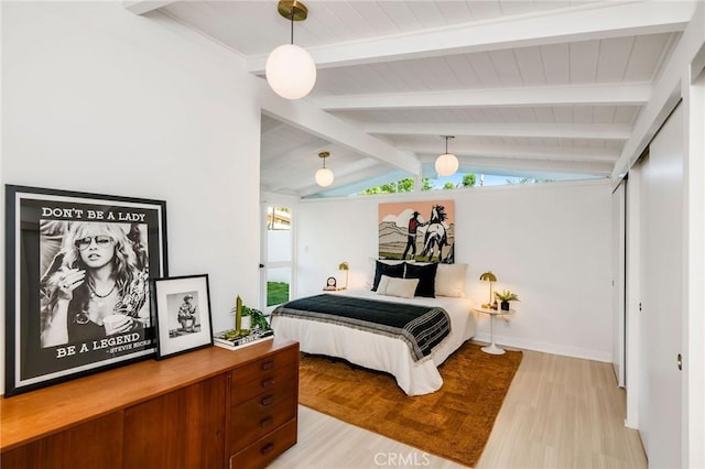 3130 Kallin Ave, Long Beach, CA 90808 - bedroom with light wood-style flooring, wooden ceiling, and baseboards