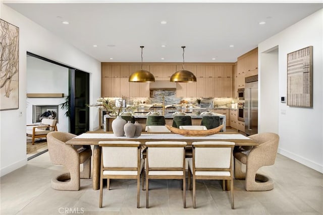 27780 Reel Ln, Valencia, CA 91381 - dining room with baseboards, light tile patterned floors, and recessed lighting