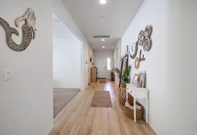 26841 Franklin Ave, Winchester, CA 92596 - corridor featuring baseboards, recessed lighting, light wood-style floors, and visible vents