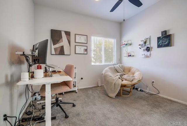 26841 Franklin Ave, Winchester, CA 92596 - carpeted office featuring baseboards and ceiling fan