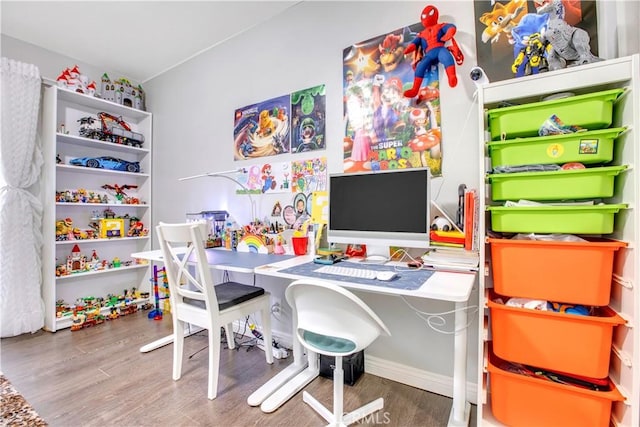 office space with wood finished floors