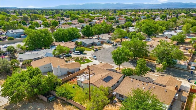 bird's eye view featuring a mountain view and a residential view