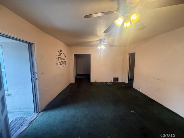 3754 Grace Ave, Baldwin Park, CA 91706 - unfurnished room featuring dark colored carpet, visible vents, and ceiling fan