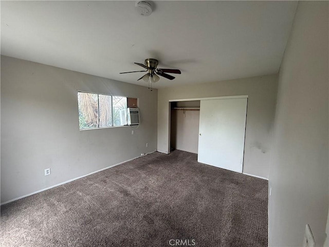 3754 Grace Ave, Baldwin Park, CA 91706 - unfurnished bedroom with a closet, dark colored carpet, and ceiling fan