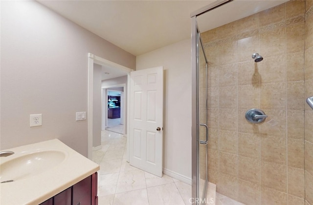 25211 Barents, Laguna Hills, CA 92653 - bathroom with vanity, baseboards, and a shower stall