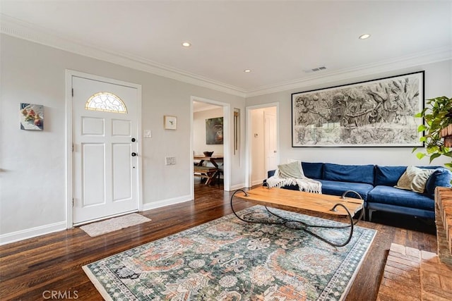516 S Sparks St S, Burbank, CA 91506 - living area with ornamental molding, visible vents, and wood finished floors