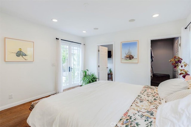 516 S Sparks St S, Burbank, CA 91506 - bedroom featuring baseboards, access to outside, recessed lighting, and wood finished floors