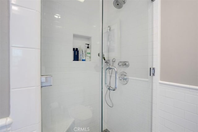 516 S Sparks St S, Burbank, CA 91506 - full bathroom featuring a stall shower and a wainscoted wall