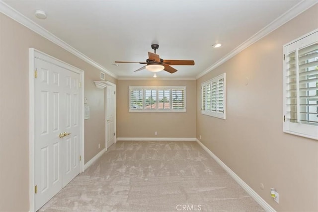 2141 Westminster Dr, Riverside, CA 92506 - unfurnished room with ceiling fan, light colored carpet, ornamental molding, baseboards, and a smoke detector