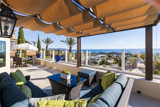 view of patio / terrace featuring outdoor dining area, a pergola, and outdoor lounge area