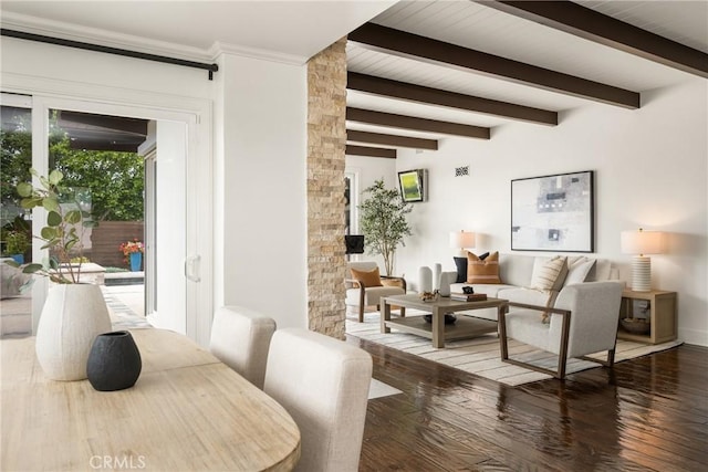 32491 Seven Seas Dr, Dana Point, CA 92629 - interior space with beamed ceiling and wood-type flooring