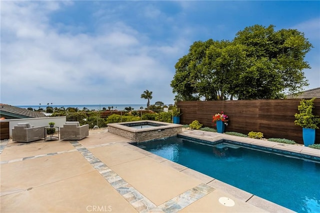 32491 Seven Seas Dr, Dana Point, CA 92629 - view of swimming pool featuring a pool with connected hot tub, a patio area, and fence