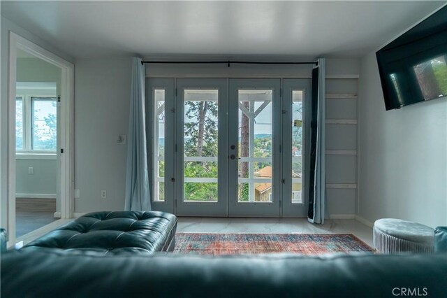 356 Wylerhorn Dr, Crestline, CA 92325 - doorway to outside with french doors and baseboards