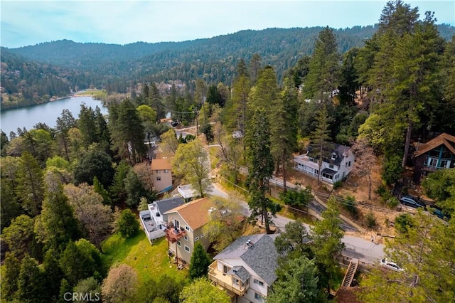 356 Wylerhorn Dr, Crestline, CA 92325 - birds eye view of property with a water view and a forest view