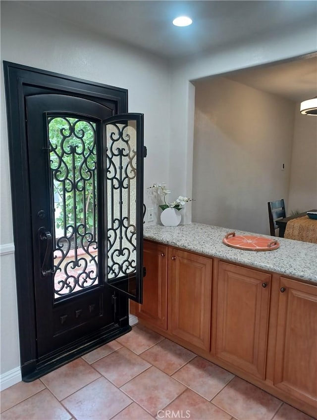 bathroom with tile patterned flooring