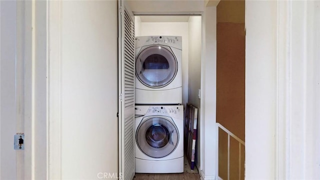 11725 Lemay St Unit 1, North Hollywood, CA 91606 - washroom with stacked washer and clothes dryer and laundry area