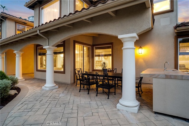 9420 Oak Leaf Dr, Chatsworth, CA 91311 - view of patio / terrace featuring a bar, outdoor dining space, and a sink