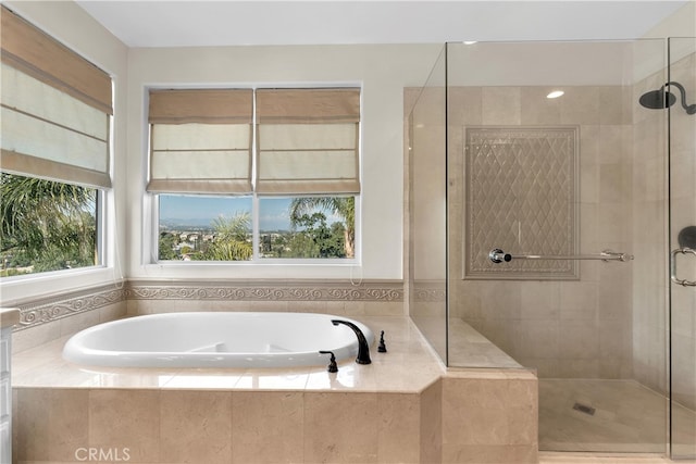 9420 Oak Leaf Dr, Chatsworth, CA 91311 - bathroom featuring a garden tub and a stall shower