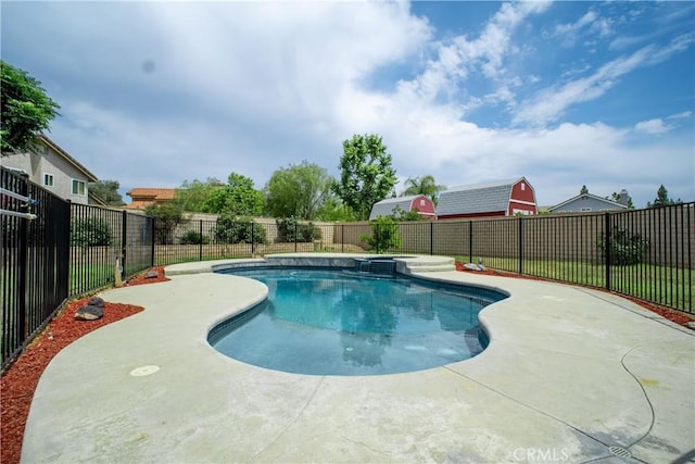 7215 Goldboro Ln, Riverside, CA 92506 - view of pool featuring a fenced backyard, a patio, and a pool with connected hot tub