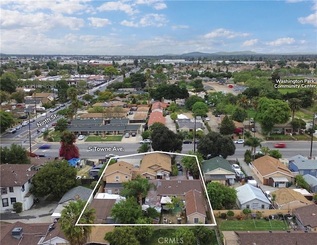 931 S Towne Ave, Pomona, CA 91766 - aerial view featuring a mountain view and a residential view