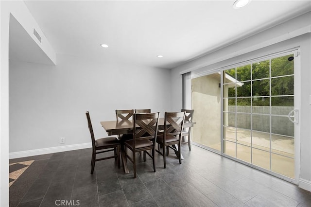 7980 Hollywood Way, Sun Valley, CA 91352 - dining space featuring baseboards, visible vents, and recessed lighting
