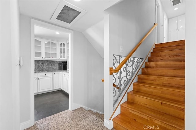 7980 Hollywood Way, Sun Valley, CA 91352 - staircase featuring baseboards, visible vents, and recessed lighting
