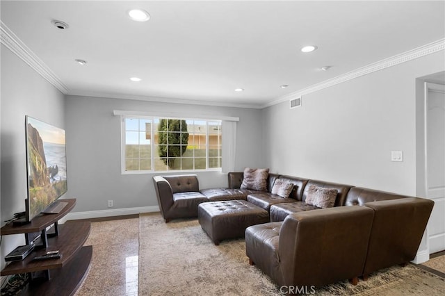 7980 Hollywood Way, Sun Valley, CA 91352 - living area featuring baseboards, ornamental molding, and recessed lighting