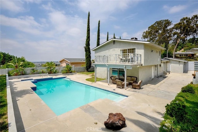 7980 Hollywood Way, Sun Valley, CA 91352 - view of pool with an outdoor hangout area, a patio area, a fenced in pool, and a fenced backyard